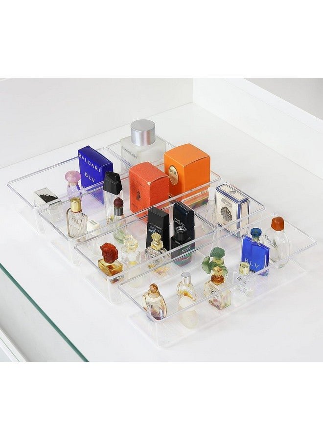 جولدن بيرد منظم أدراج مكتب Golden Bird بأحجام مختلفة، مقسمات أدراج الحمام، منظمات بلاستيكية لمستحضرات التجميل، صناديق تخزين لمستحضرات التجميل، خزانة الملابس، المطبخ، المكتب (شفاف) (6 قطع) - Image 3