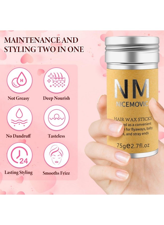 NICEMOVIC Hair Wax Stick Set for Flyaways Hair Accessories for Women Girls Teen Girls Trendy Stuff, Hair Styling Tools Slick Stick Baby Hair Gel, Christmas/Birthday Gifts Stocking Stuffers for Women Kids (Pink)  - Image 4