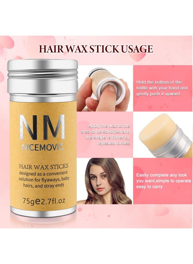 NICEMOVIC Hair Wax Stick Set for Flyaways Hair Accessories for Women Girls Teen Girls Trendy Stuff, Hair Styling Tools Slick Stick Baby Hair Gel, Christmas/Birthday Gifts Stocking Stuffers for Women Kids (Pink)  - Image 3