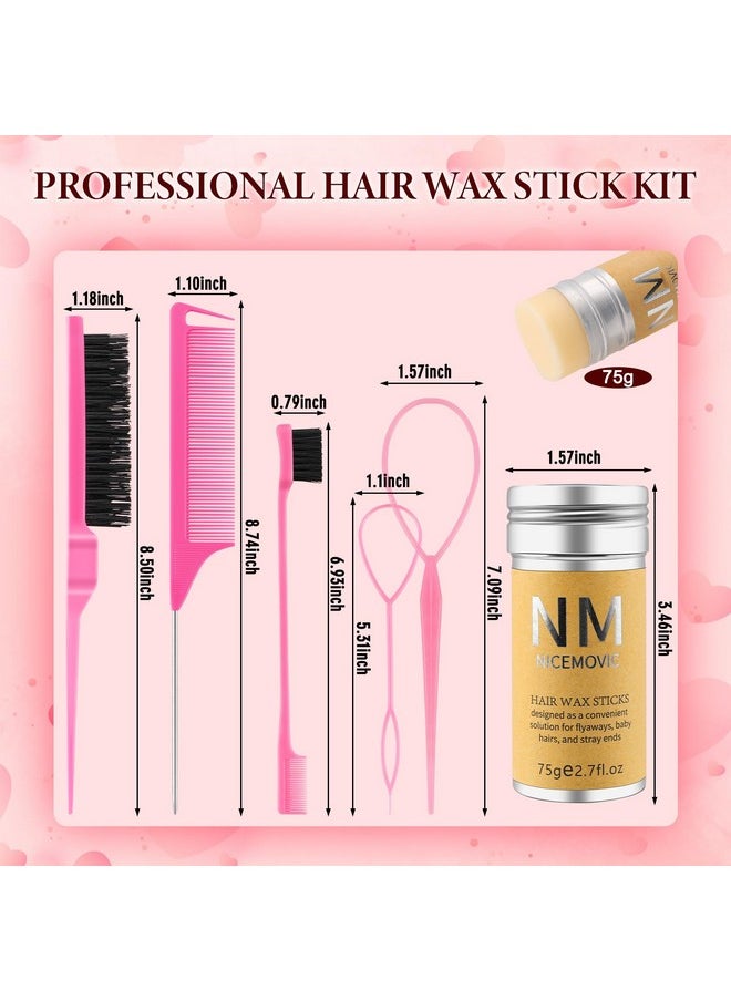 NICEMOVIC Hair Wax Stick Set for Flyaways Hair Accessories for Women Girls Teen Girls Trendy Stuff, Hair Styling Tools Slick Stick Baby Hair Gel, Christmas/Birthday Gifts Stocking Stuffers for Women Kids (Pink)  - Image 2