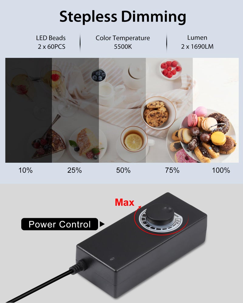 PULUZ Light Box Photography, 24x24 inch Large Photo Studio Light Box, Professional Dimmable Photo Booth with 120 LED Lights & 6 Backdrops for Jewelry and Food Items Product Photography - Image 2