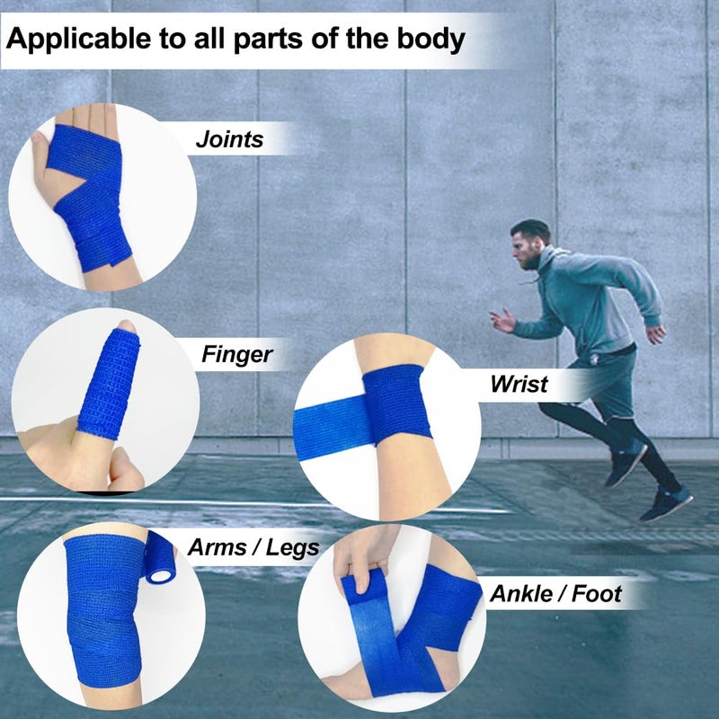 Clooflar 16 Pack Self Adhesive Bandage Wrap, 2" X 5 Yards Multi-Colored Elastic Cohesive Bandage Wrap for Sports, Wrist, Ankle and Vet Wrap, Grip Tape - Image 4