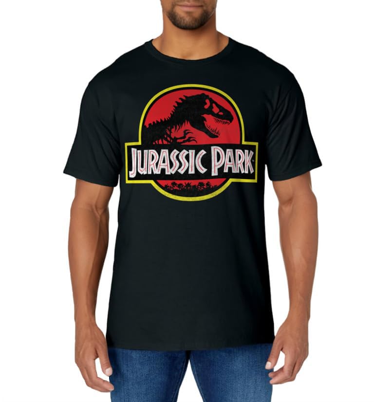 Jurassic Park Distressed Vintage Logo T-Shirt - Image 2
