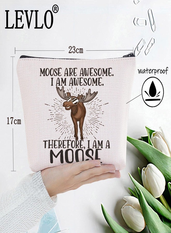 LEVLO Moose Cosmetic Makeup Bag - Makeup Zipper Pouch Bag For Moose Fans - Image 2