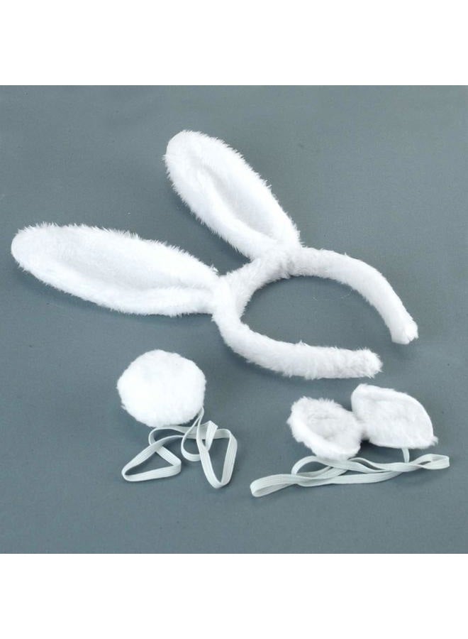 BinaryABC Bunny Rabbit Costume Set,Ears Headband Bow Ties Tail Set, Easter Party Favors Costume Decoration(White) - Image 2