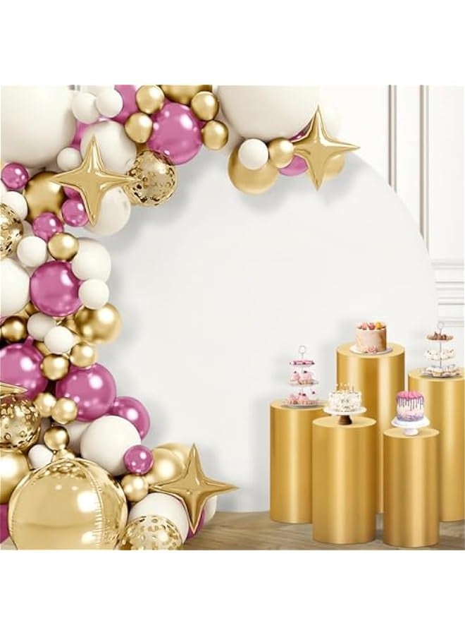Cylinder Pedestal Stand Covers Spandex Flexible Display Box Stand Covers for Birthday Party Wedding Baby Shower Decoration- Only Stand Covers Included Set of 5 Gold - Image 3