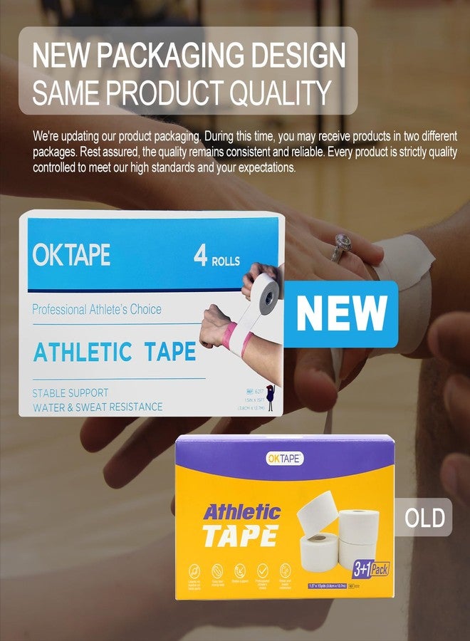 OK TAPE Athletic Sports Tape（4 Packs) - 45ft Per Roll Very Strong Tape for Athlete & Sport Trainers & First Aid Injury Wrap, Perfect for Fingers Ankles Wrist on Bat, Hockey Stick - Pink - Image 2