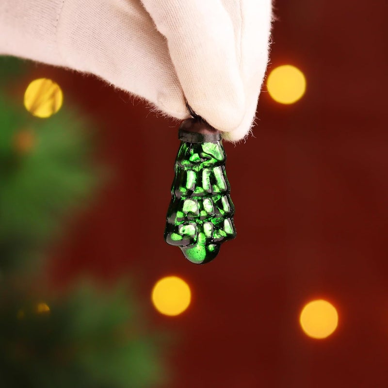 Indian-Shelf 200 Pieces Glass Green Christmas Ornaments Decorative Mercury Mini Vintage Bulk Hanging Ornaments for Halloween Christmas Tree New Year Valentine Day Holidays Event and Wedding Party Decor - Image 4