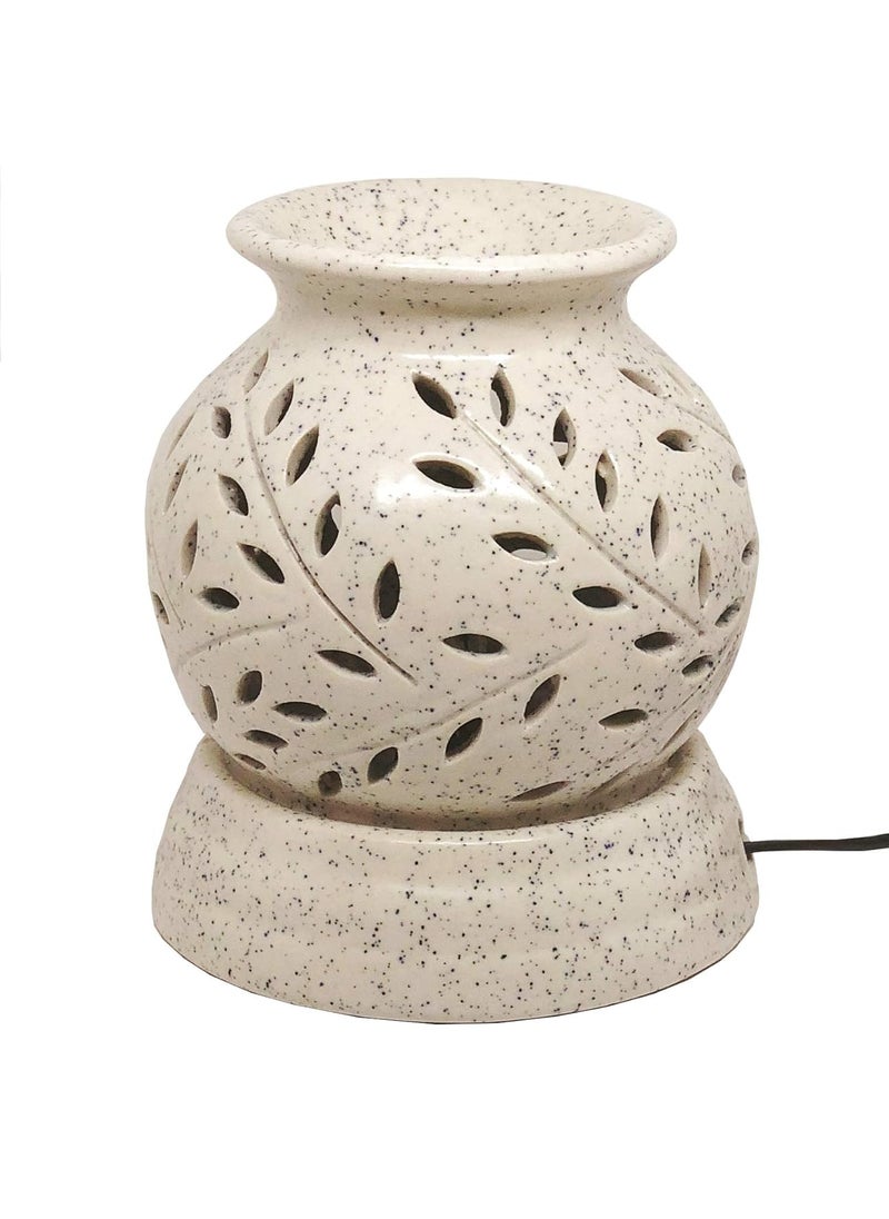 SHOPMEFAST ShopMeFast Electric Ceramic Aroma Oil DiffuserBurner with Leaf Cutwork for Home Office and Spa Height 16 Cms Color White 