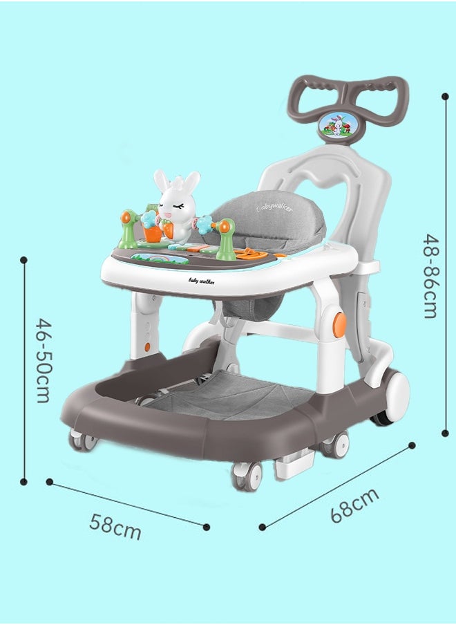 Berma Baby 3-in-1 Baby Walker, Height Adjustable, Folding Walker with Wheels, Baby Activity Center with Musical Toy Tray, Height Adjustable, Suitable for Babies 6-24 Months Old (Gray)  - Image 2