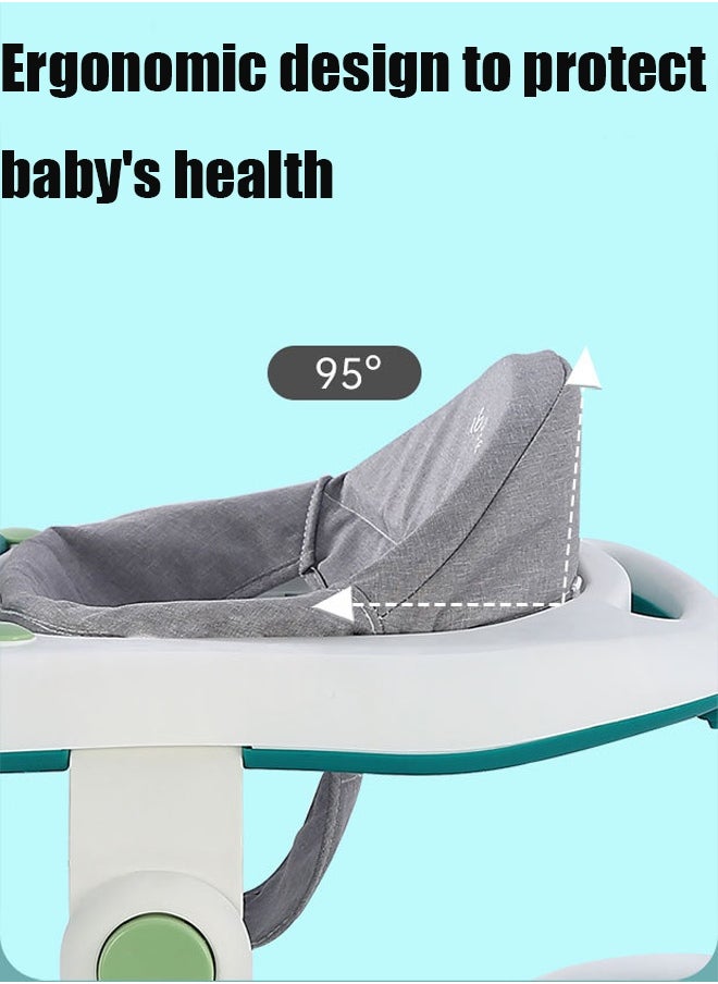 Berma Baby 3-in-1 Baby Walker, Height Adjustable, Folding Walker with Wheels, Baby Activity Center with Musical Toy Tray, Height Adjustable, Suitable for Babies 6-24 Months Old (Gray)  - Image 3