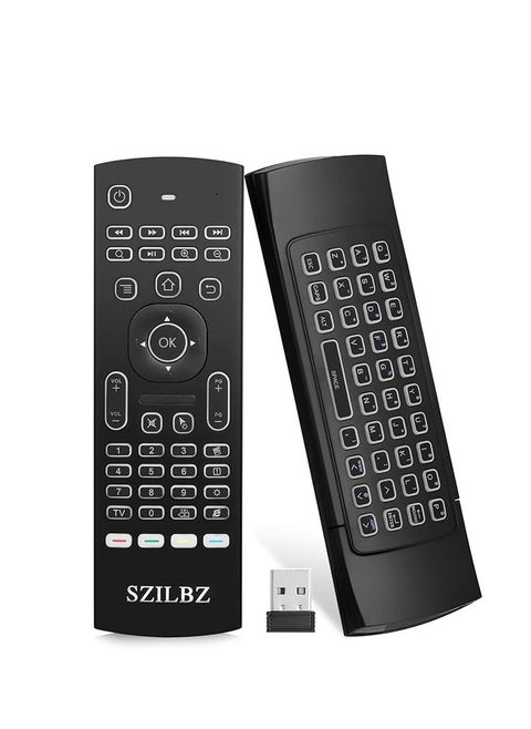 MX3 Pro Mini Keyboard Backlight Air Remote Mouse,Android TV Remote Control,IR Learning Mini Wireless Keyboard for Android TV Box.HTPC.IPTV.Pad.PS3/PS4 …