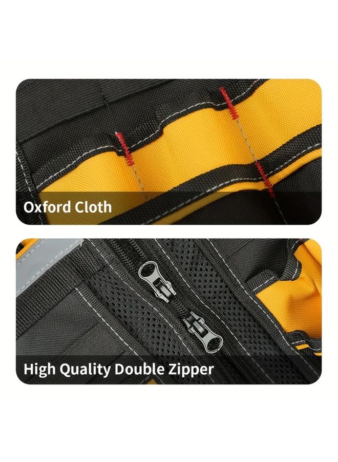 سترة العمل الكهربائية القابلة للتعديل - سترة متينة متعددة الجيوب من القماش باللونين الأصفر والأسود - Image 3