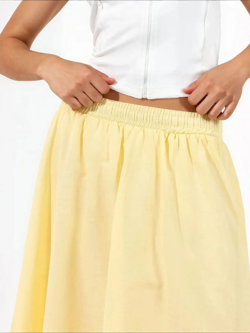 بوسيم BUSEM High-Waist A-Line Midi Skirt