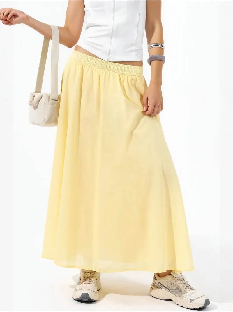 بوسيم BUSEM High-Waist A-Line Midi Skirt