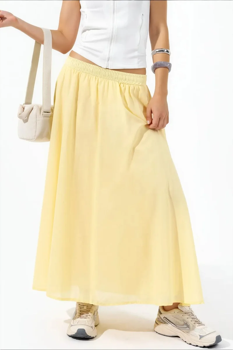 BUSEM High-Waist A-Line Midi Skirt