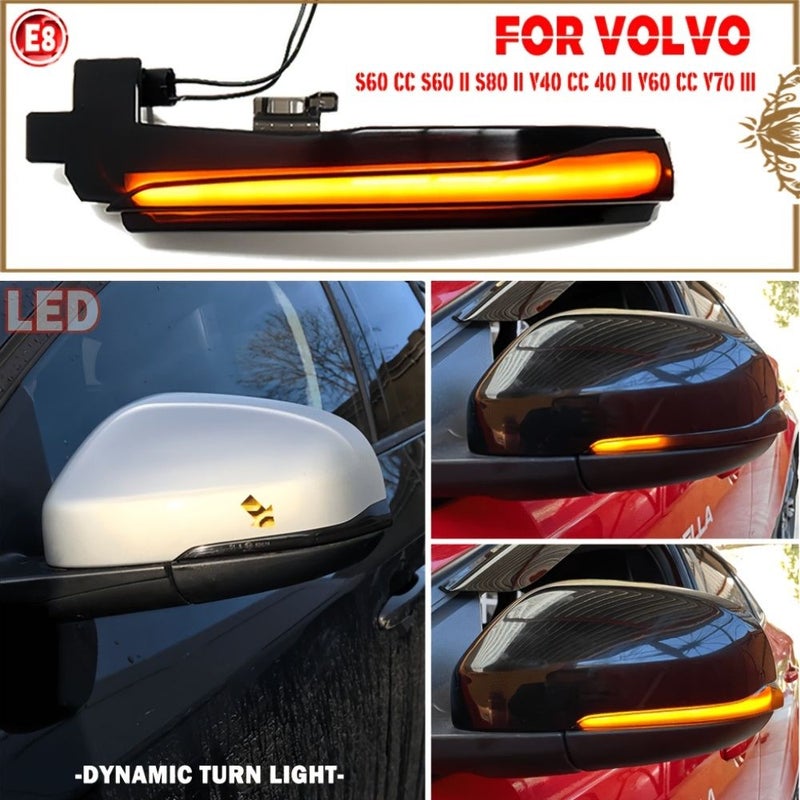 Two Led Dynamic Turn Signal Side Mirrors For Volvo V40 CC II V60 S60 2011-2018 S80 And V70 III With Flowing Turn Indicator Lights Without Battery L-Vlv-02 - Image 1