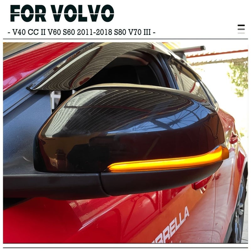Two Led Dynamic Turn Signal Side Mirrors For Volvo V40 CC II V60 S60 2011-2018 S80 And V70 III With Flowing Turn Indicator Lights Without Battery L-Vlv-02 - Image 5