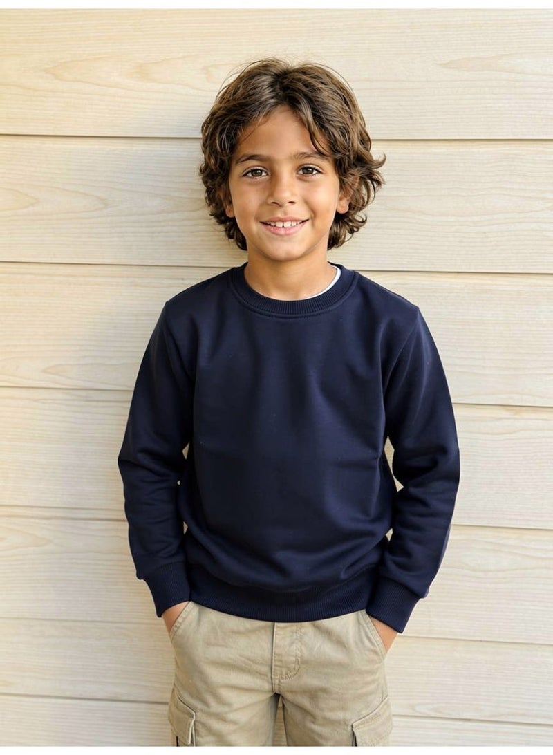 Horse Polo Sweatshirt Kids Plain,Navy blue - Image 1