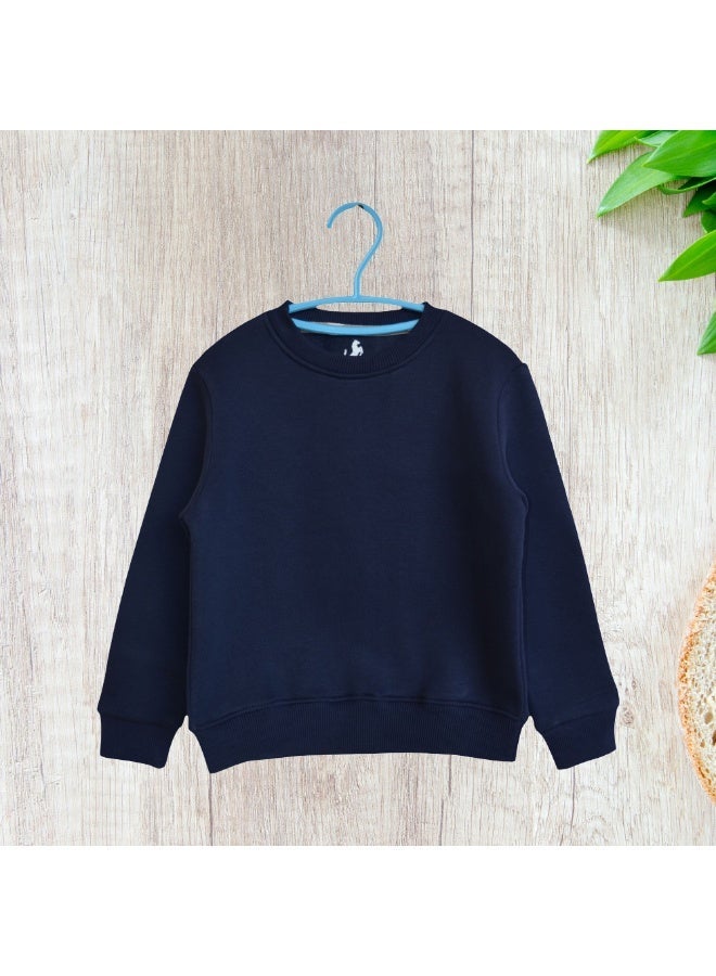 Horse Polo Sweatshirt Kids Plain,Navy blue - Image 3