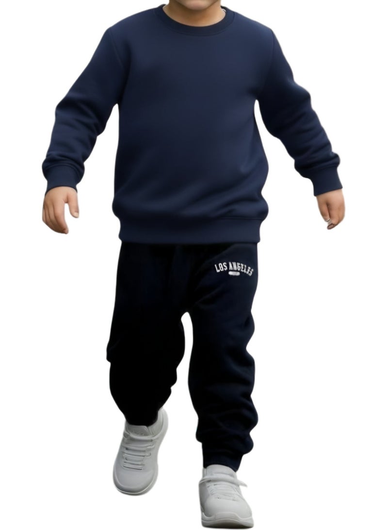 Horse Polo Sweatshirt Kids Plain,Navy blue - Image 2