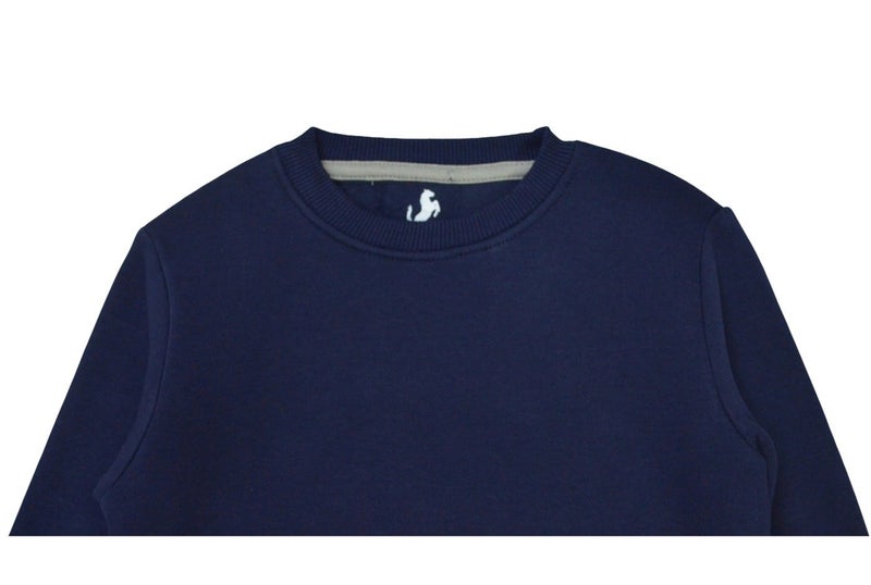 Horse Polo Sweatshirt Kids Plain,Navy blue - Image 4