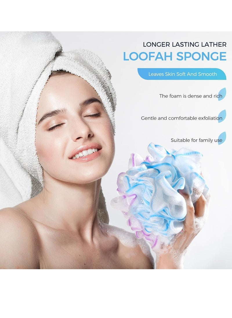 DadyMart - Bath Shower Loofah Sponge 75g Bath Mesh Pouf Shower Ball Body Scrubber Exfoliating Bath Sponge for Women and Men, Set of 4, Flower - Image 1