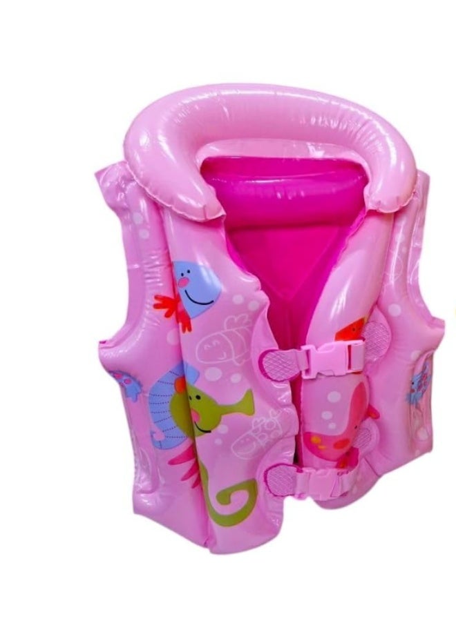 Kids Inflatable Swimming Vest – Safe & Comfortable Floatation Device, Pink, Adjustable for Toddlers and Children