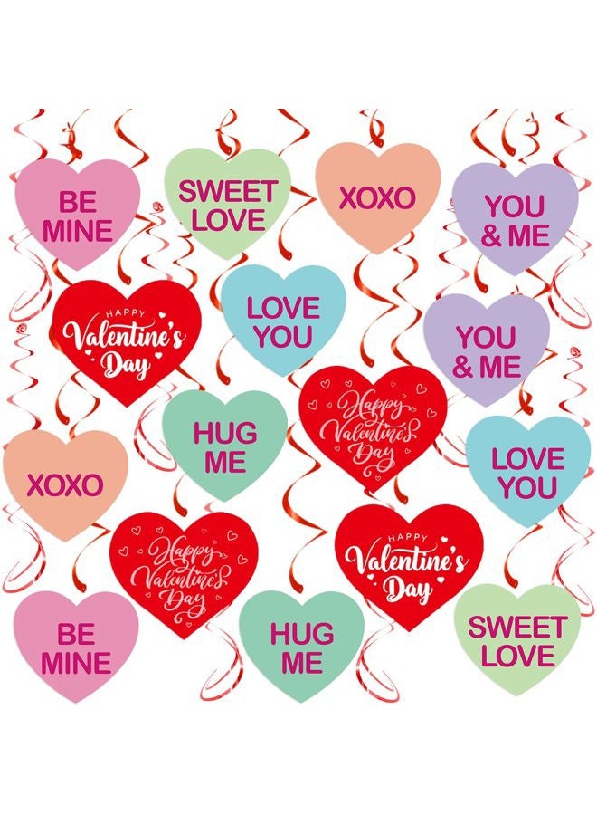 Pedel Valentine's Day Hanging Swirls, 40Pcs Candy Conversation Hearts Swirl Ceiling Decoration for Happy Valentines Galentines Anniversary Party Supplies - Image 1