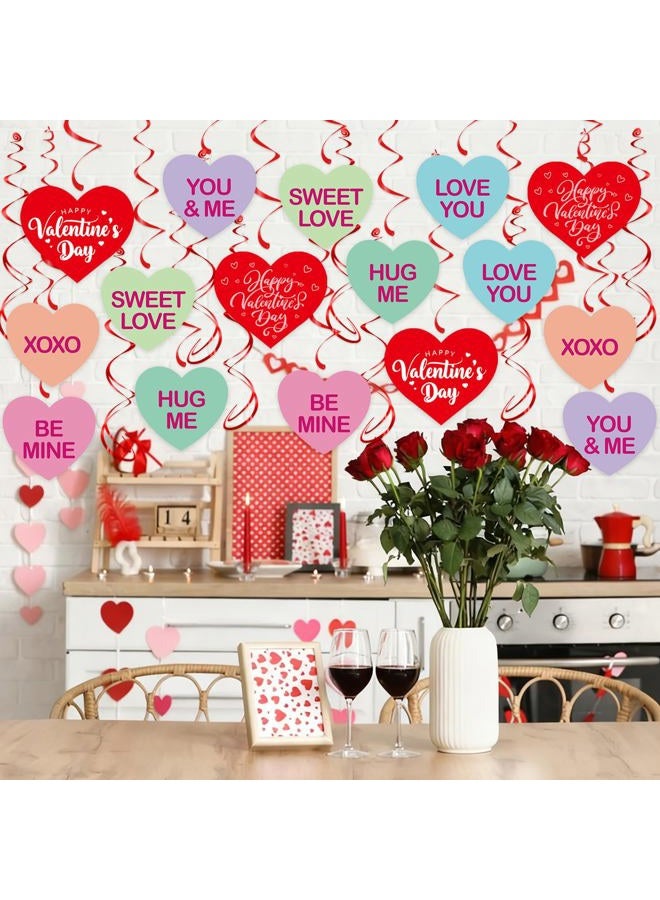 Pedel Valentine's Day Hanging Swirls, 40Pcs Candy Conversation Hearts Swirl Ceiling Decoration for Happy Valentines Galentines Anniversary Party Supplies - Image 2
