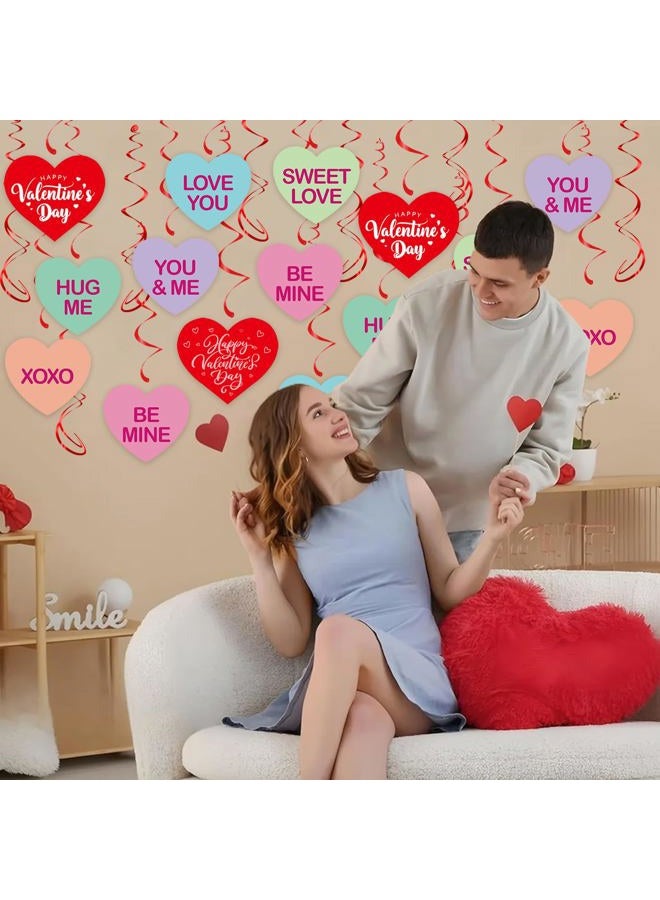 Pedel Valentine's Day Hanging Swirls, 40Pcs Candy Conversation Hearts Swirl Ceiling Decoration for Happy Valentines Galentines Anniversary Party Supplies - Image 3