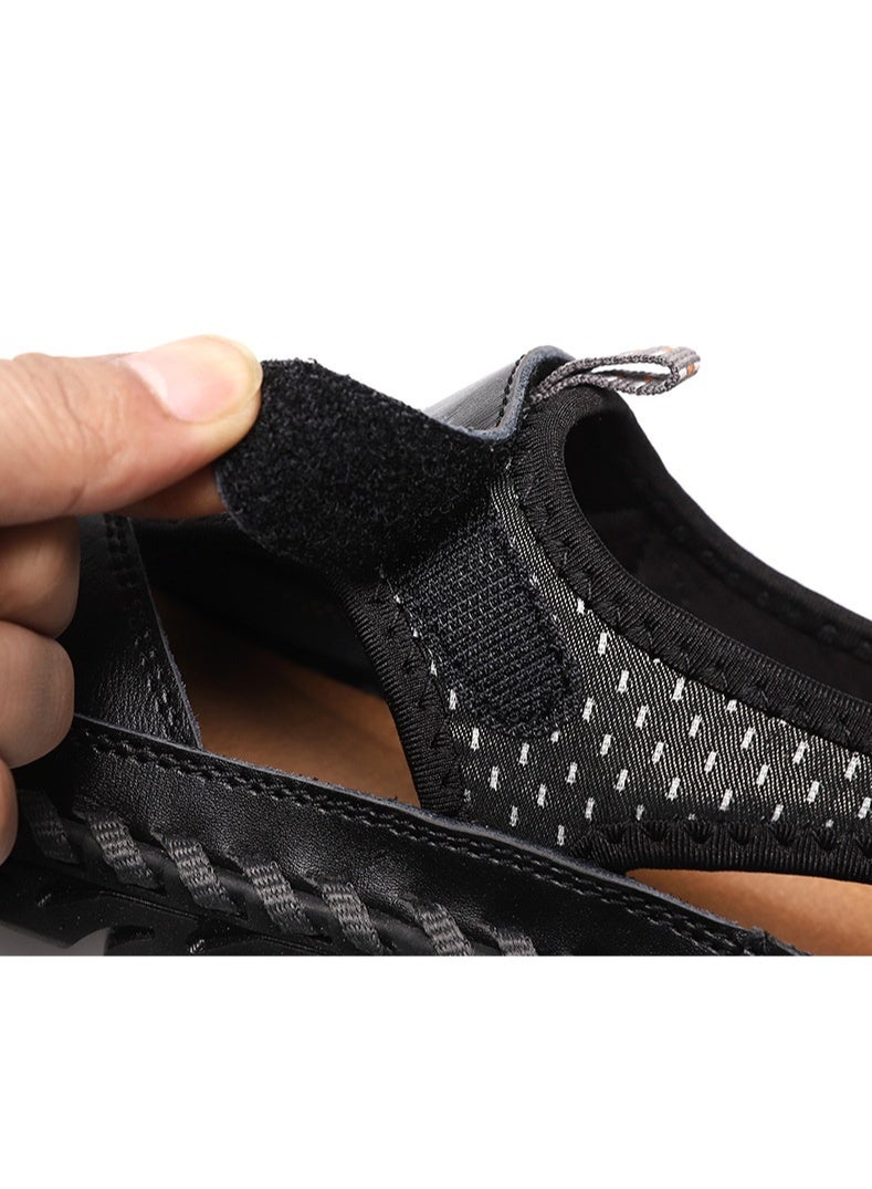 Handmade simple casual sandals (black) - Image 4