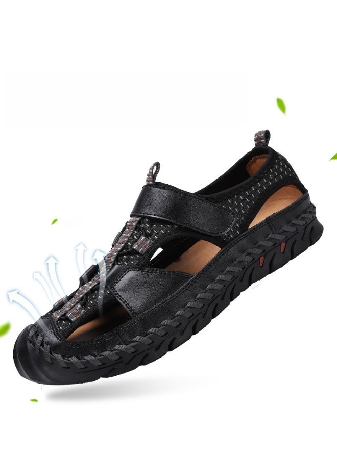 Handmade simple casual sandals (black) - Image 2