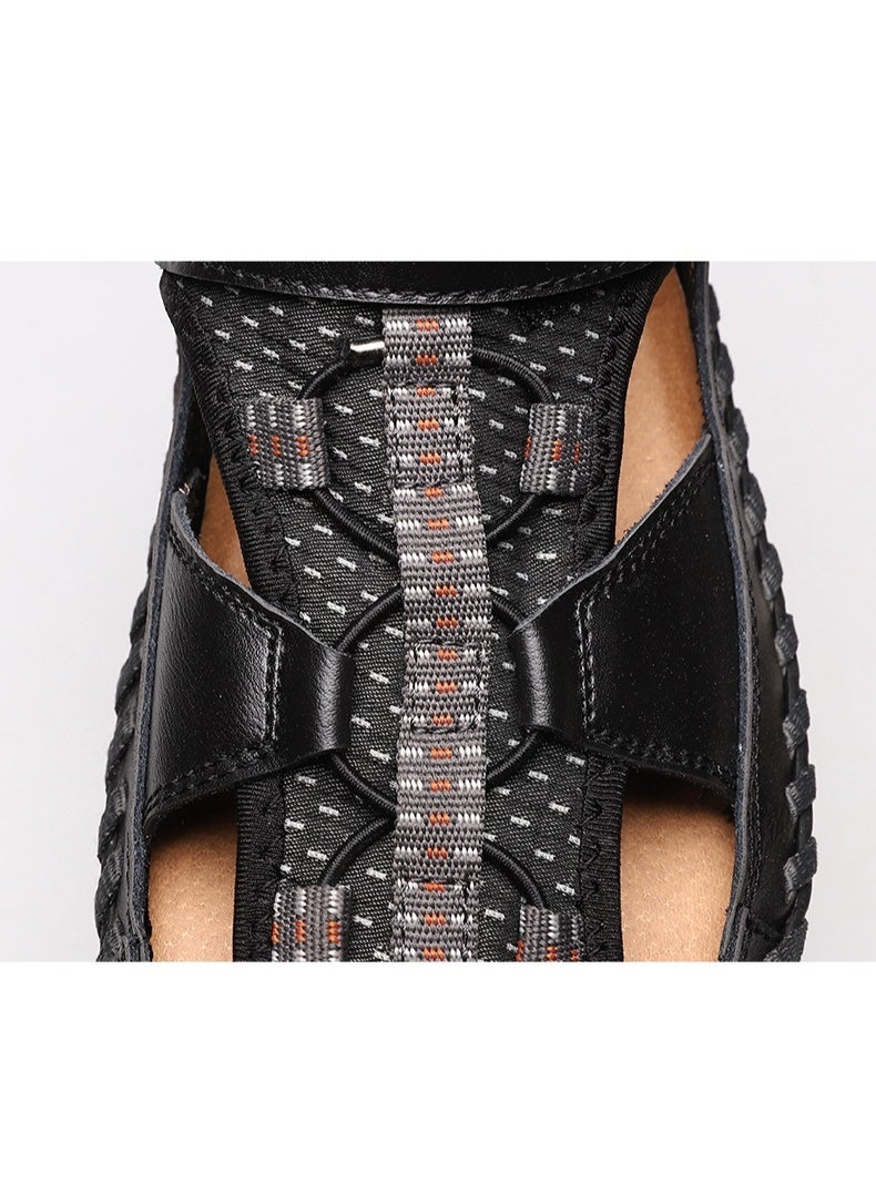 Handmade simple casual sandals (black) - Image 3