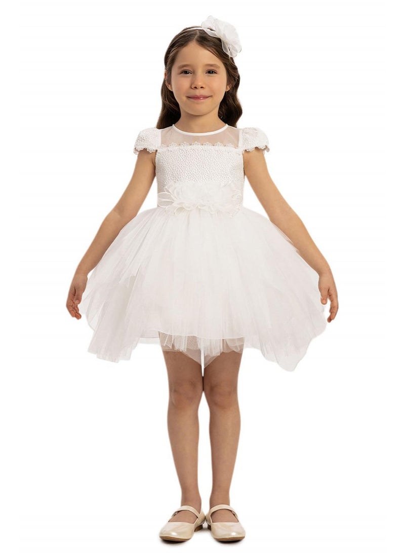 فيا بامبينو فستان تول أبيض لامع - Image 1