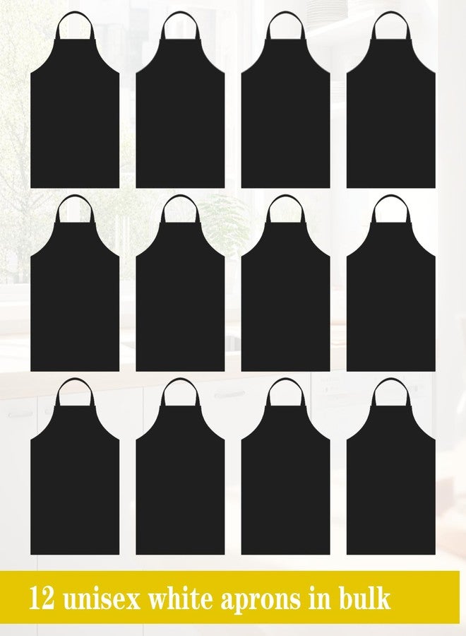 Cabaubl 12 Pack Black Bib Apron,Unisex Bib Aprons Bulk,Chef Apron without Pockets,Washable Kitchen Aprons for Women Men Kitchen Cooking, Crafting Painting, BBQ(Black) - Image 3