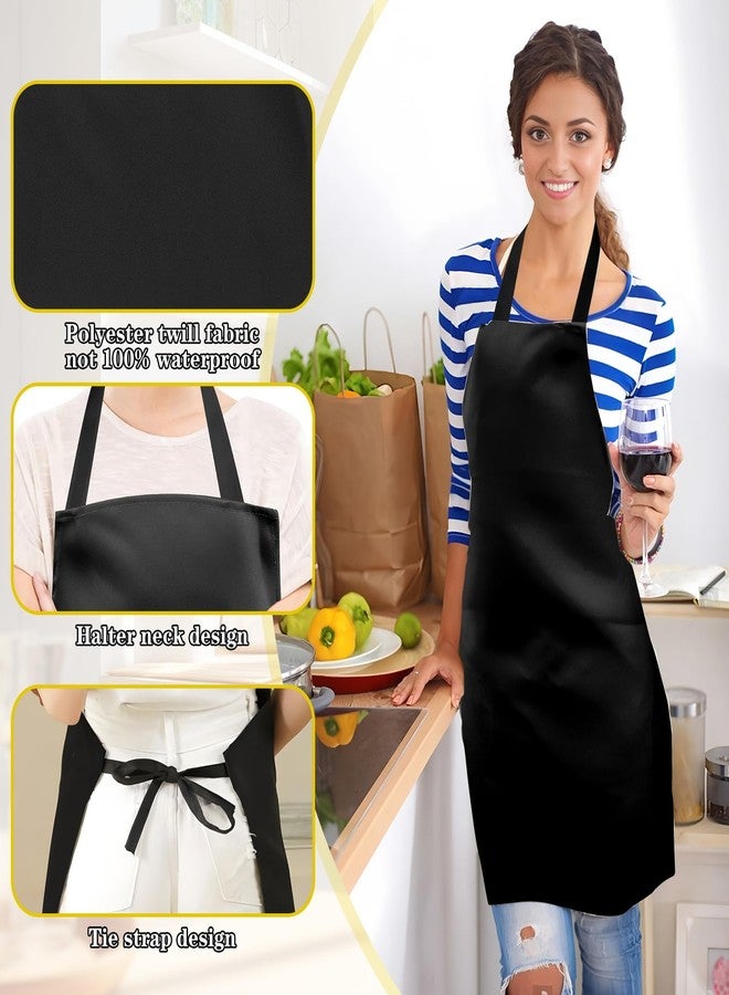 Cabaubl 12 Pack Black Bib Apron,Unisex Bib Aprons Bulk,Chef Apron without Pockets,Washable Kitchen Aprons for Women Men Kitchen Cooking, Crafting Painting, BBQ(Black) - Image 4