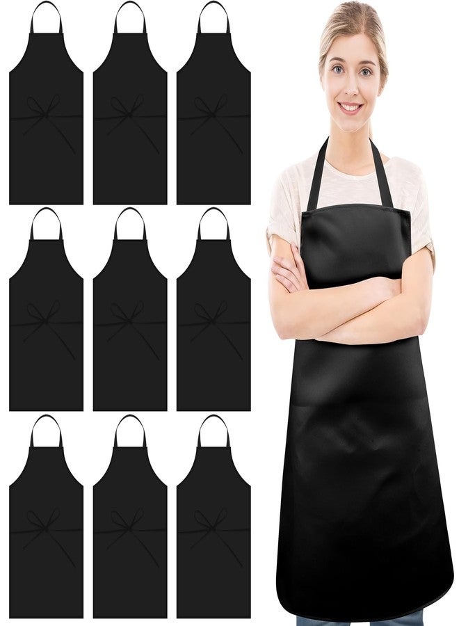 Cabaubl 12 Pack Black Bib Apron,Unisex Bib Aprons Bulk,Chef Apron without Pockets,Washable Kitchen Aprons for Women Men Kitchen Cooking, Crafting Painting, BBQ(Black) - Image 1