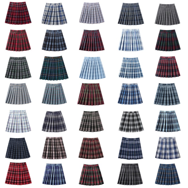 "Skirt Length 43cm" Ready-Made Factory Store Direct Sales for Home Girls, the Same Style for All Seasons, Pastoral Half-Length Medium and Short Uniform Skirts - Image 2