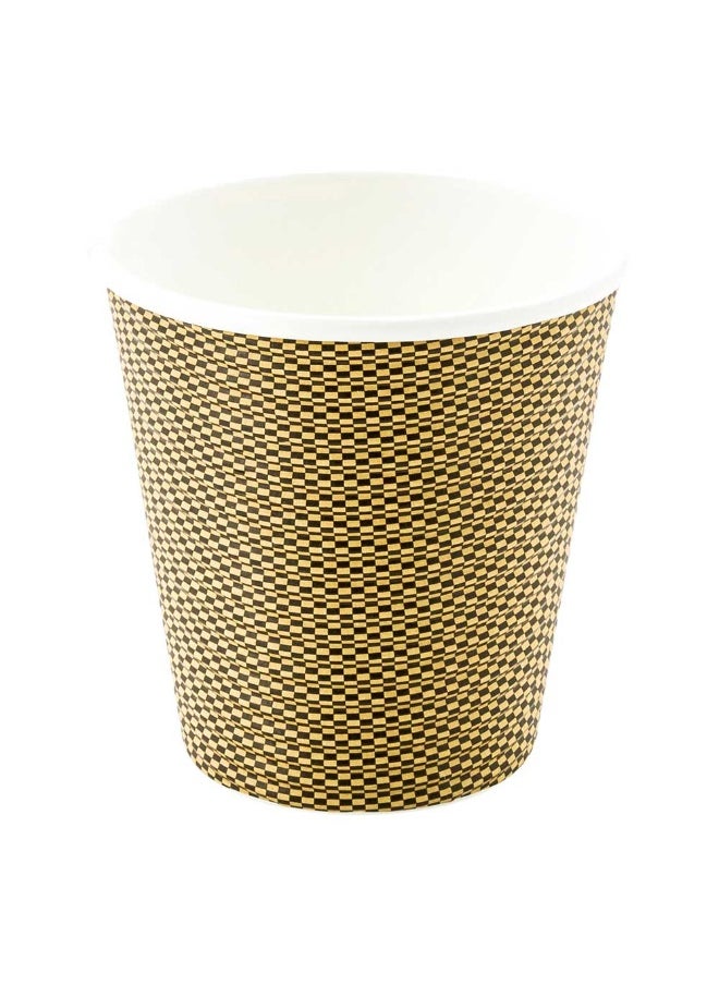 Restaurantware Restaurantware 8 Ounce Disposable Cups, Pack of 500 Spiral Wall Hot Cups–Lids Sold Separately, Double Wall, Mocha Print with Paper Insulation, Pin Check Design, Perfect for Tea, Coffee, and More  - Image 1