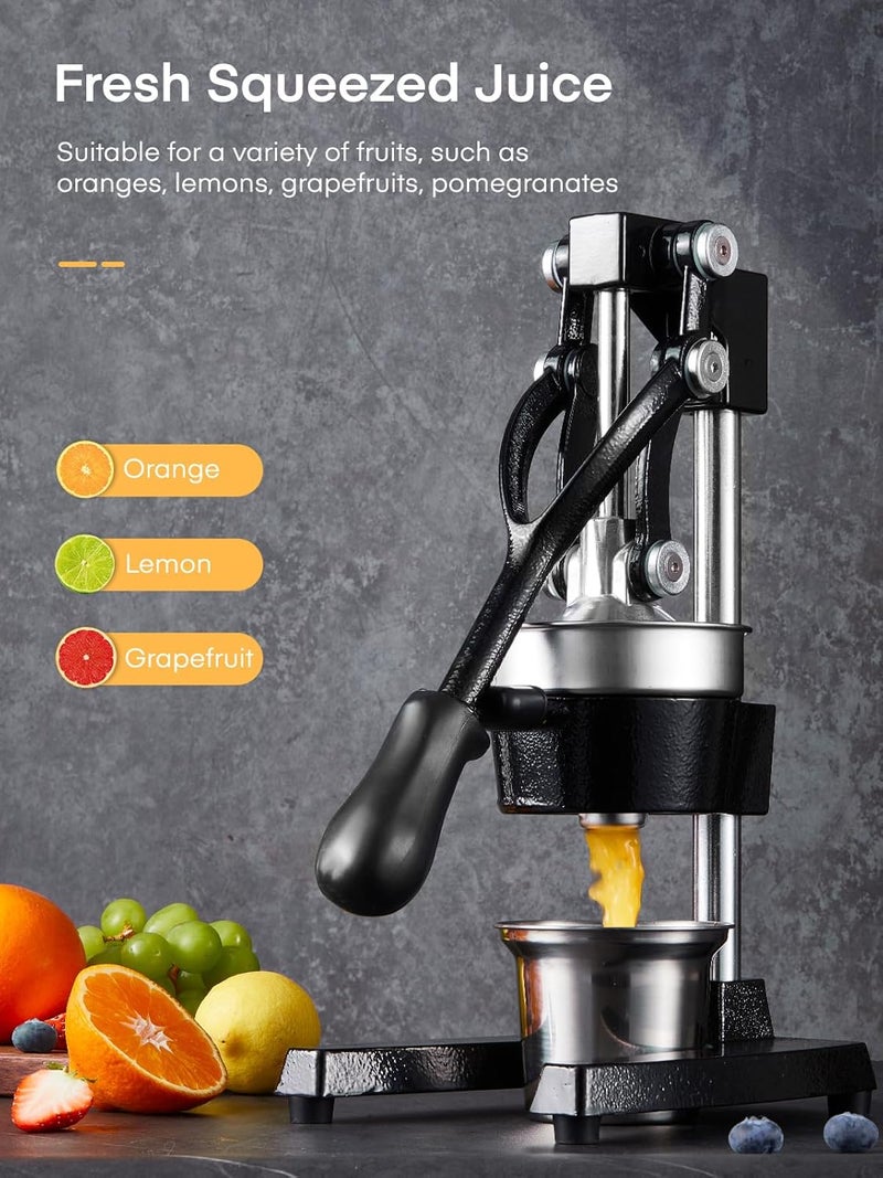 FOHERE FOHERE Orange Juicer Squeezer Cast Iron Lemon Squeezer Commercial Citrus Juicer Hand Press for Orange Lemon Pomegranate Grapefruit Easy to Clean Citrus Squeezer with a Stainless Steel Cup  - Image 2