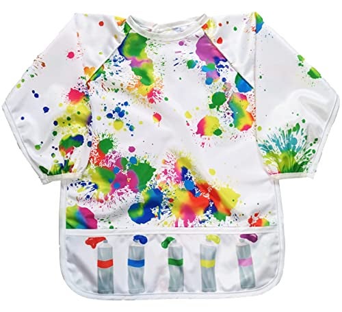 Madrona Brands Toddler Art Smock 13 Years Long Sleeve Kids Waterproof Cover with Pockets Crafts Paint Apron Baby Bib - Image 1