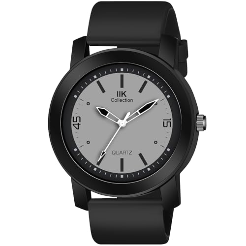 IIK COLLECTION Watches Men Round Numerical Dial Men Watch Silicon Strap Long Battery Life Stainless Steel Bracelet Black Chain Adjustable Flexible Silicon Strap Watches Boys. - Analogue - Image 1