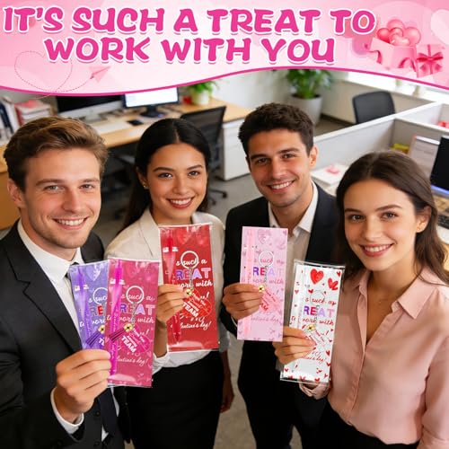 Zenoble 24 Sets Valentines Pens Gift for Coworker Employee Team Staff Office Appreciation Gifts Bulk Heart Keychains with Ballpoint Pens Inspirational Thank You Cards - Image 4