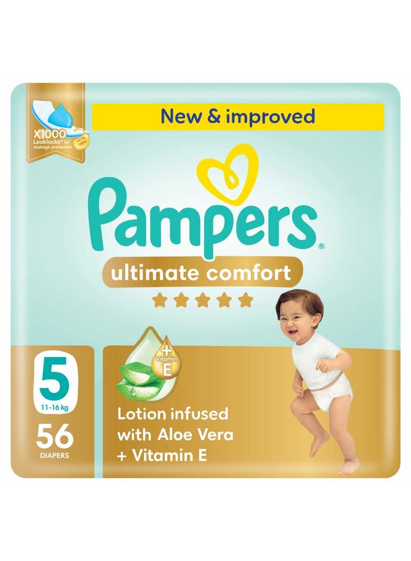 بامبرز Ultimate Comfort Taped Diapers, Size 5, 11-16kg, Lotion infused with Aloe Vera and Vitamin E, Giant Pack - Image 1