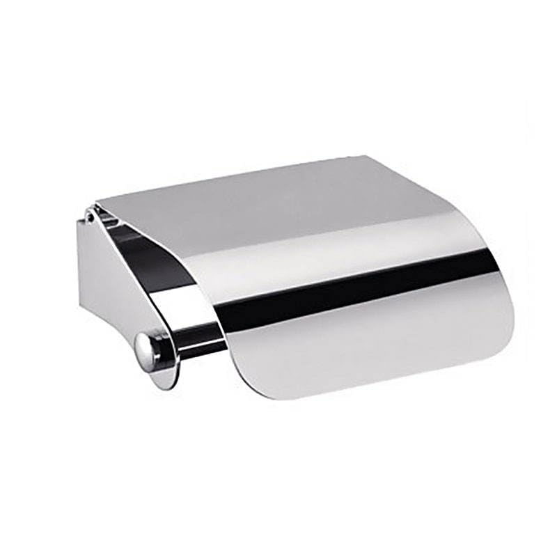 FC Toilet Tissue Paper Roll Holder/Dispenser with Lid - Stainless Steel Bathroom Silver (Pack of 2) - Image 1