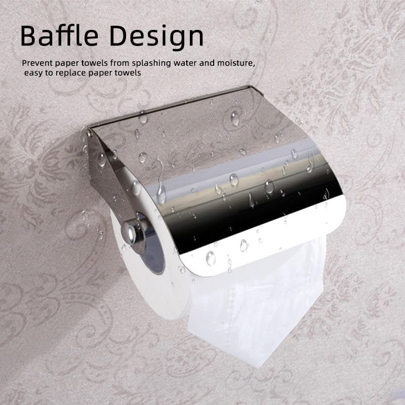 FC Toilet Tissue Paper Roll Holder/Dispenser with Lid - Stainless Steel Bathroom Silver (Pack of 2) - Image 5