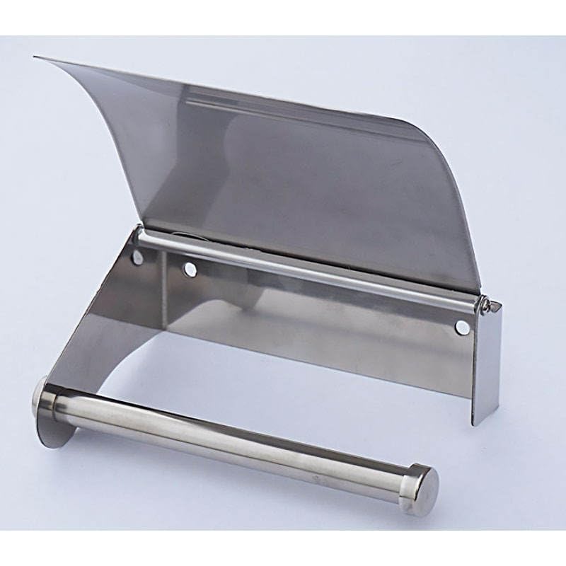 FC Toilet Tissue Paper Roll Holder/Dispenser with Lid - Stainless Steel Bathroom Silver (Pack of 2) - Image 3