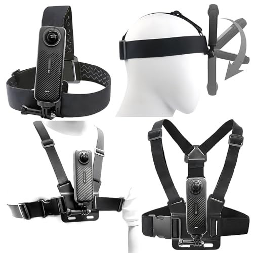 Sruim Chest Mount Harness Chesty Vest Head Mount Strap Kit for Insta 360 X5 X4 X3 X2 X ACE Pro ONE RS R GO 2 3, Compatible with GoPro Hero 12 11 10 9 8 7 6 5 4 3+ Max, DJI Osmo Action 4 3 2 Cameras - Image 1