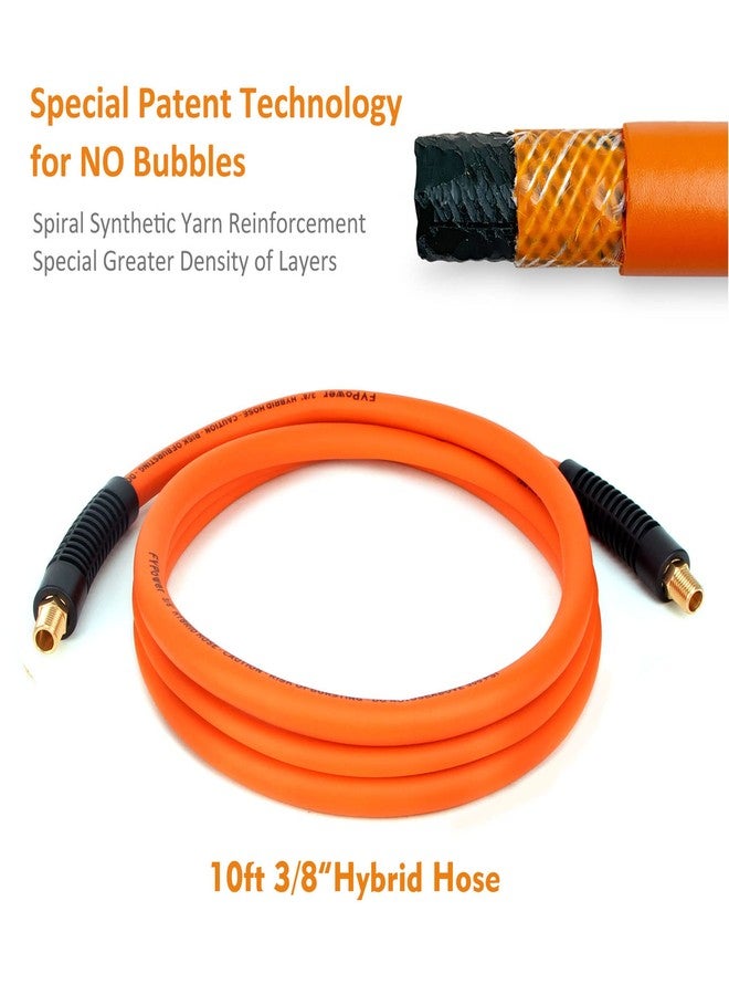 FYPower 3/8 Inch x 10 ft Hybrid Whip Air Compressor Hose Kit, 10 Pieces Lead in Air Hose Accessories kit, 1/4" NPT Air Coupler and Plug, Industrial Solid Brass Quick Connect, 360° Swivel Connector - Image 2